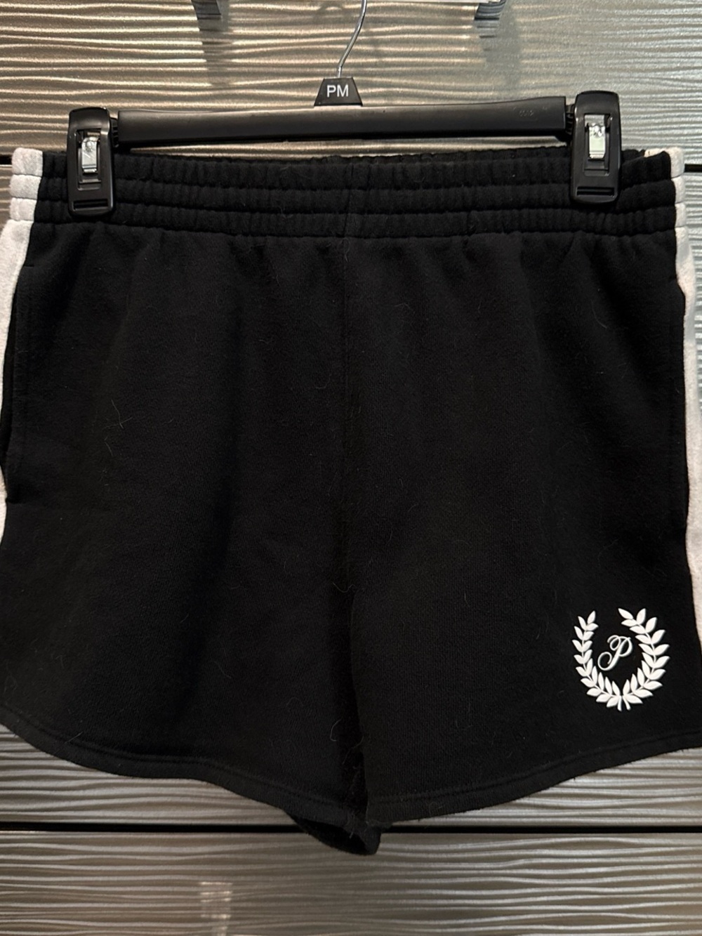 PINK Victoria's Secret Black Athletic Shorts with White Laurel Logo - Picture 5 of 7